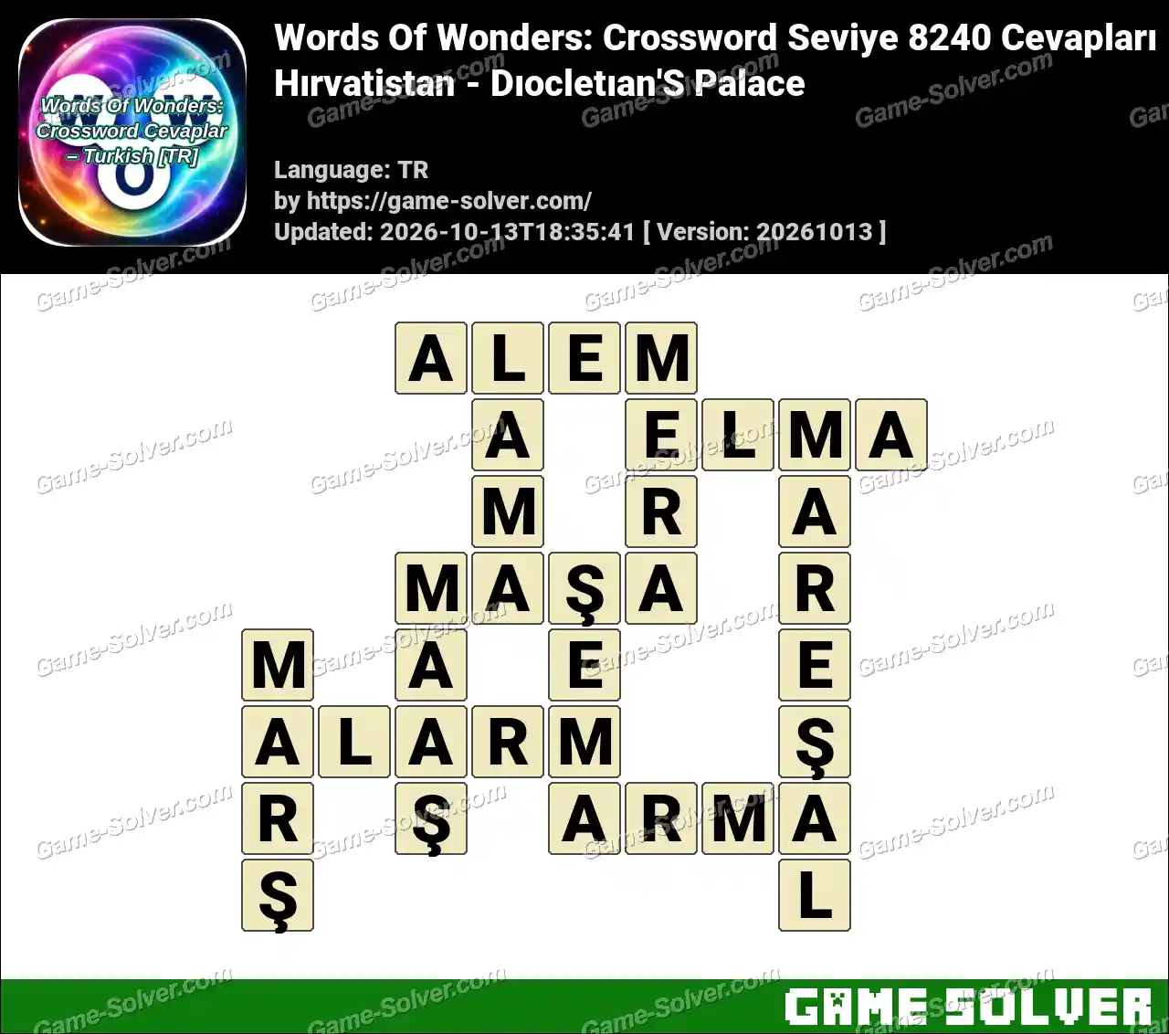 Words Of Wonders: Crossword Seviye 8240 Cevapları – Hırvatistan – Dıocletıan’S Palace
